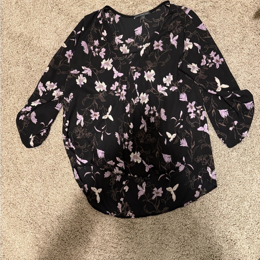 Floral Black Blouse